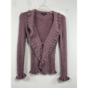 Womans Elisadetta Collection Long Sleeve Cardigan Sweater Medium Lavender